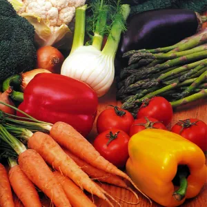 Zanahorias, pimientos, hinojo y berenjena